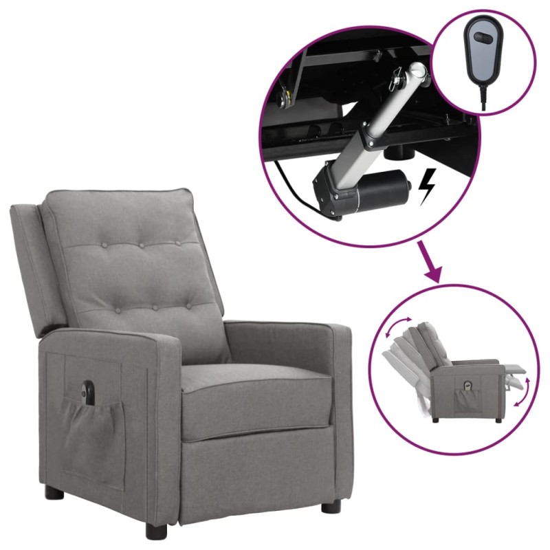 vidaXL Relaxsessel Elektrisch Hellgrau Stoff vidaXL Relaxsessel Elektrisch Hellgrau Stoff