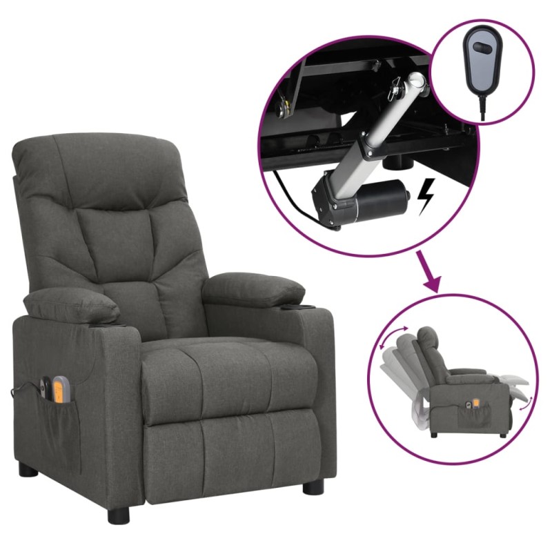 vidaXL Massagesessel Elektrisch Dunkelgrau Stoff vidaXL Massagesessel Elektrisch Dunkelgrau Stoff