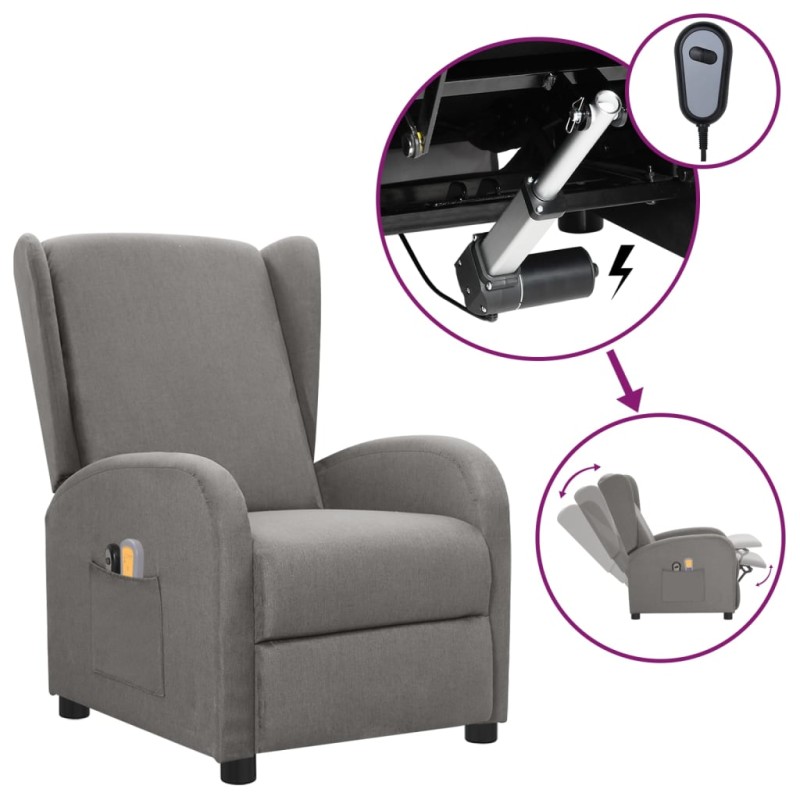 vidaXL Massagesessel Elektrisch Hellgrau Stoff vidaXL Massagesessel Elektrisch Hellgrau Stoff
