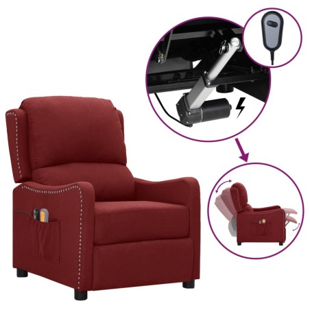 vidaXL Massagesessel Elektrisch Weinrot Stoff