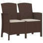 vidaXL 2-Sitzer Gartenbank mit Kissen PP Rattan Braun vidaXL 2-Sitzer Gartenbank mit Kissen PP Rattan Braun