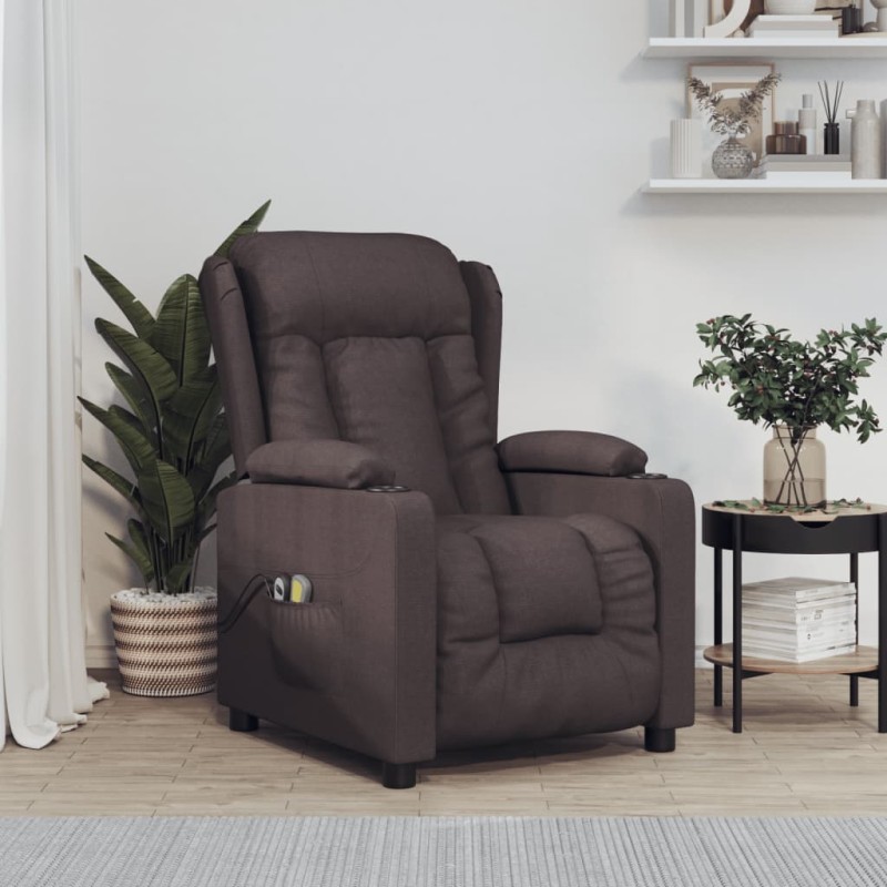 vidaXL Massagesessel Elektrisch Dunkelbraun Stoff vidaXL Massagesessel Elektrisch Dunkelbraun Stoff
