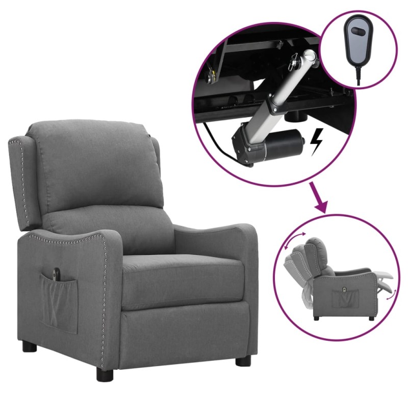 vidaXL Relaxsessel Elektrisch Hellgrau Stoff vidaXL Relaxsessel Elektrisch Hellgrau Stoff