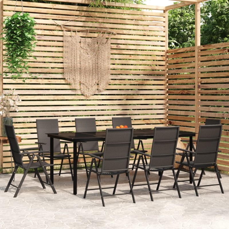 vidaXL 9-tlg. Garten-Essgruppe Schwarz vidaXL 9-tlg. Garten-Essgruppe Schwarz