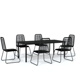 vidaXL 7-tlg. Garten-Essgruppe Schwarz