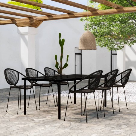 vidaXL 7-tlg. Garten-Essgruppe Schwarz