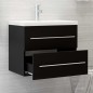 vidaXL Waschbeckenunterschrank mit Einbaubecken Schwarz Holzwerkstoff vidaXL Waschbeckenunterschrank mit Einbaubecken Schwarz Holzwerkstoff