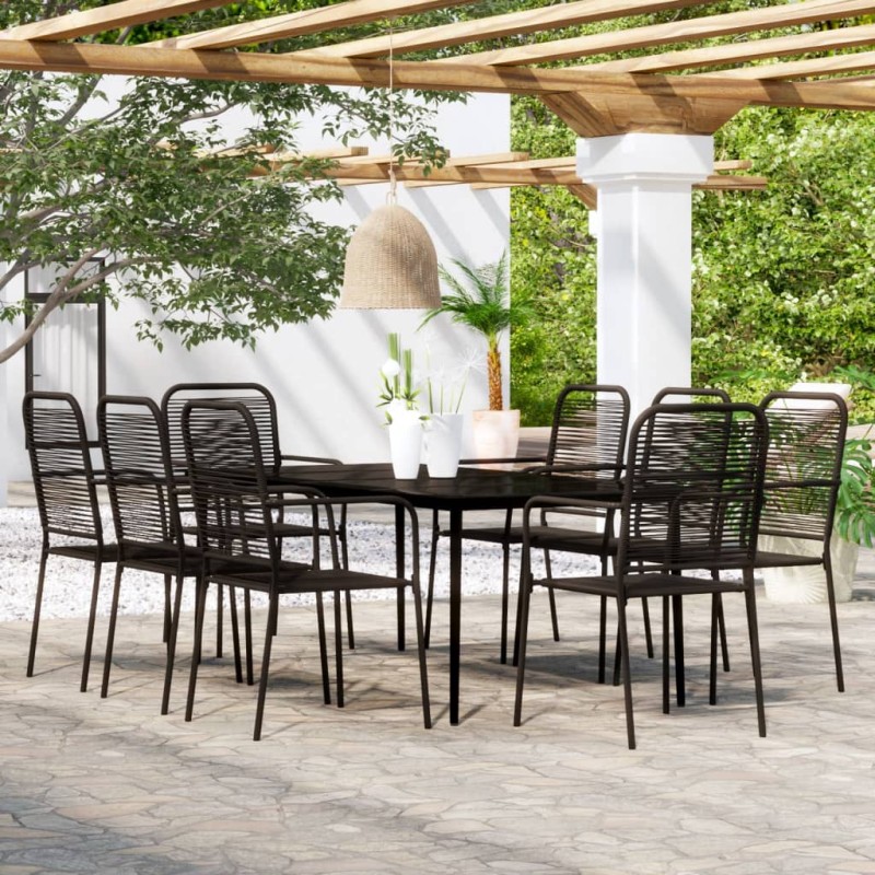 vidaXL 9-tlg. Garten-Essgruppe Schwarz vidaXL 9-tlg. Garten-Essgruppe Schwarz