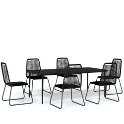 vidaXL 7-tlg. Garten-Essgruppe Schwarz