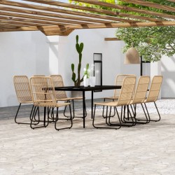 vidaXL 9-tlg. Garten-Essgruppe Eichen-Optik