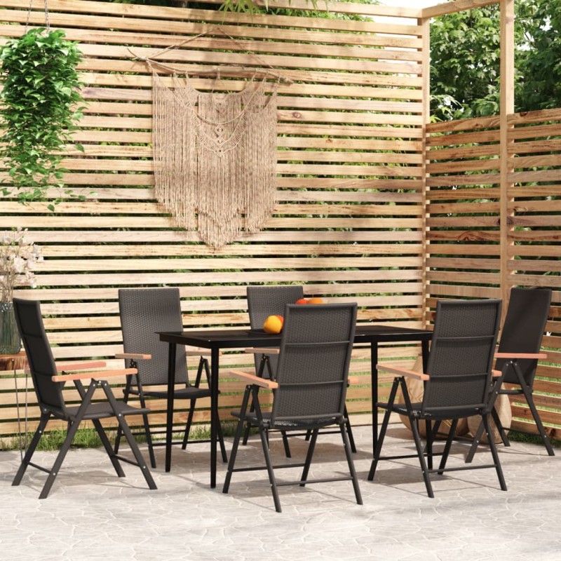 vidaXL 7-tlg. Garten-Essgruppe Schwarz vidaXL 7-tlg. Garten-Essgruppe Schwarz