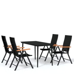 vidaXL 5-tlg. Garten-Essgruppe Schwarz