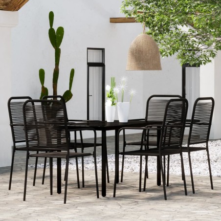 vidaXL 7-tlg. Garten-Essgruppe Schwarz
