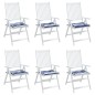 Gartenstuhl-Kissen 6 Stk. Blau & Weiß Gestreift 50x50x3cm Stoff Gartenstuhl-Kissen 6 Stk. Blau & Weiß Gestreift 50x50x3cm Stoff