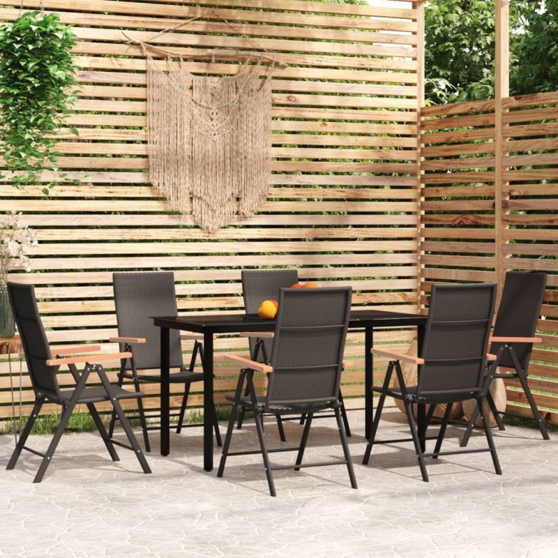vidaXL 7-tlg. Garten-Essgruppe Schwarz vidaXL 7-tlg. Garten-Essgruppe Schwarz