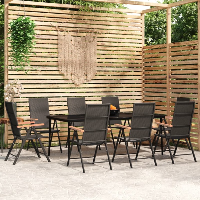 vidaXL 9-tlg. Garten-Essgruppe Schwarz vidaXL 9-tlg. Garten-Essgruppe Schwarz