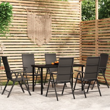 vidaXL 7-tlg. Garten-Essgruppe Schwarz
