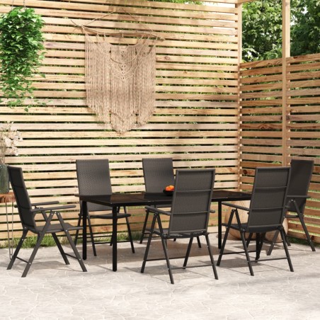 vidaXL 7-tlg. Garten-Essgruppe Schwarz