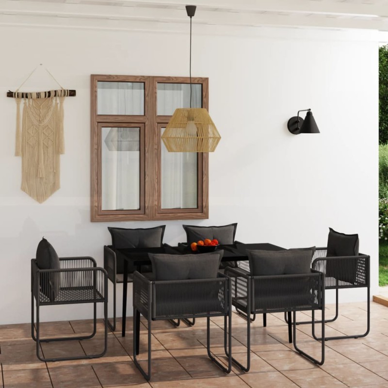 vidaXL 7-tlg. Garten-Essgruppe Schwarz vidaXL 7-tlg. Garten-Essgruppe Schwarz