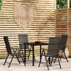 vidaXL 5-tlg. Garten-Essgruppe Schwarz