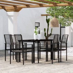 vidaXL 7-tlg. Garten-Essgruppe Schwarz