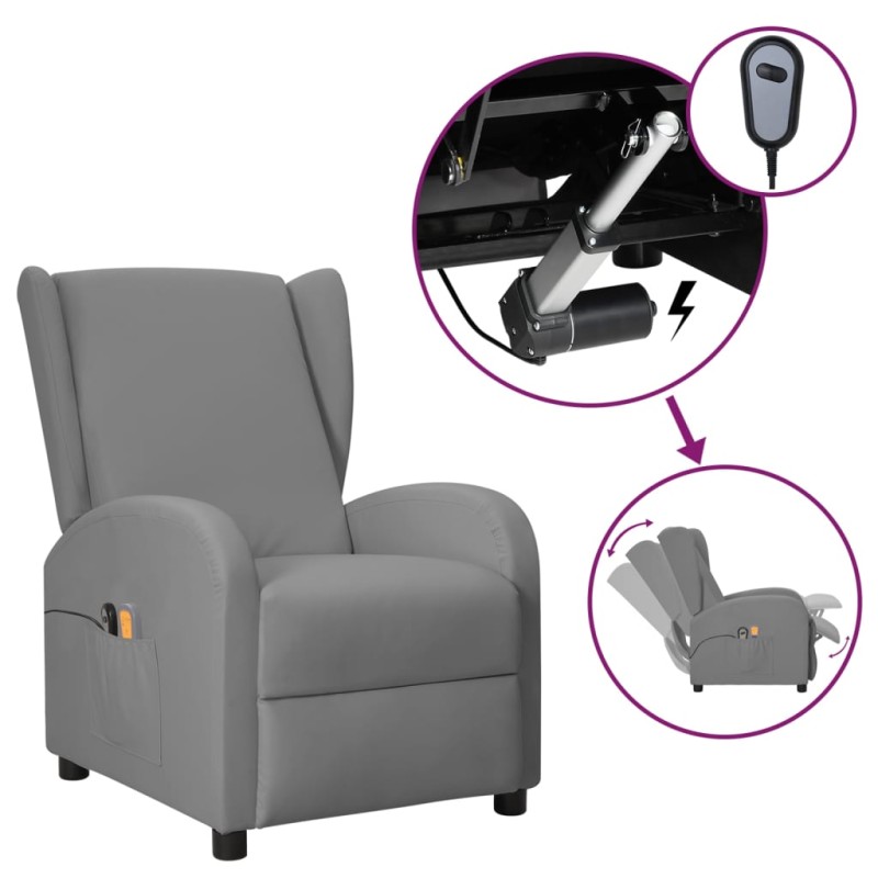 vidaXL Ohrensessel mit Massagefunktion Elektrisch Grau Kunstleder vidaXL Ohrensessel mit Massagefunktion Elektrisch Grau Kunstleder