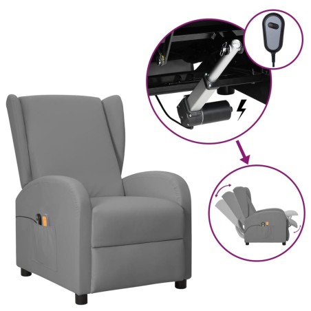 vidaXL Ohrensessel mit Massagefunktion Elektrisch Grau Kunstleder