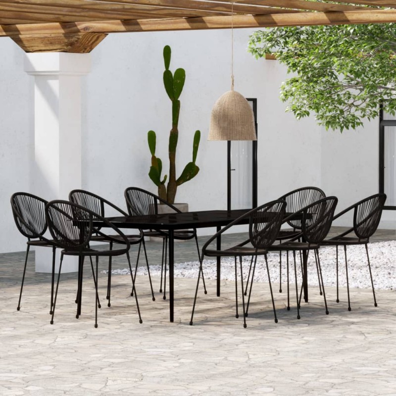 vidaXL 9-tlg. Garten-Essgruppe Schwarz vidaXL 9-tlg. Garten-Essgruppe Schwarz