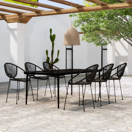 vidaXL 7-tlg. Garten-Essgruppe Schwarz