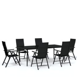 vidaXL 7-tlg. Garten-Essgruppe Schwarz