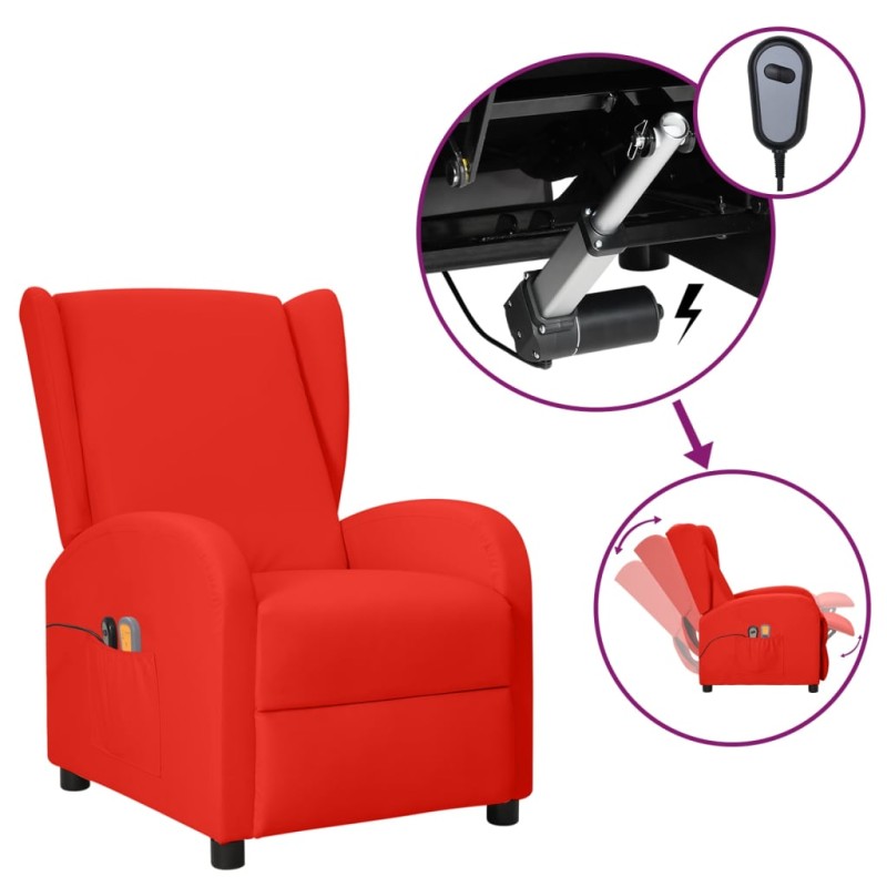 vidaXL Ohrensessel mit Massagefunktion Elektrisch Rot Kunstleder vidaXL Ohrensessel mit Massagefunktion Elektrisch Rot Kunstleder