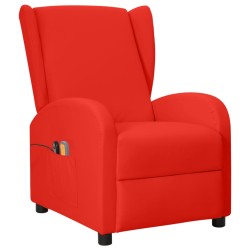 vidaXL Ohrensessel mit Massagefunktion Elektrisch Rot Kunstleder