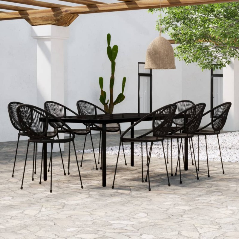 vidaXL 9-tlg. Garten-Essgruppe Schwarz vidaXL 9-tlg. Garten-Essgruppe Schwarz