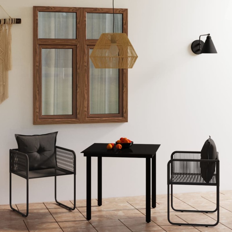 vidaXL 3-tlg. Garten-Essgruppe Schwarz vidaXL 3-tlg. Garten-Essgruppe Schwarz