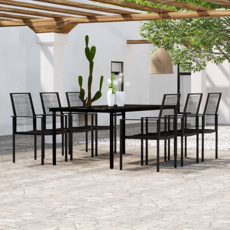 vidaXL 7-tlg. Garten-Essgruppe Schwarz vidaXL 7-tlg. Garten-Essgruppe Schwarz