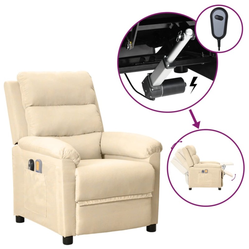 vidaXL Massagesessel Elektrisch Creme Stoff vidaXL Massagesessel Elektrisch Creme Stoff