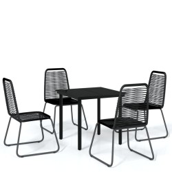 vidaXL 5-tlg. Garten-Essgruppe Schwarz