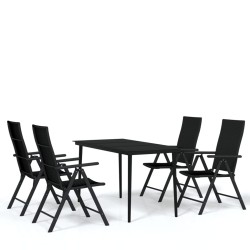 vidaXL 5-tlg. Garten-Essgruppe Schwarz