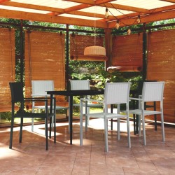 vidaXL 7-tlg. Garten-Essgruppe Schwarz und Weiß
