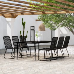 vidaXL 7-tlg. Garten-Essgruppe Schwarz