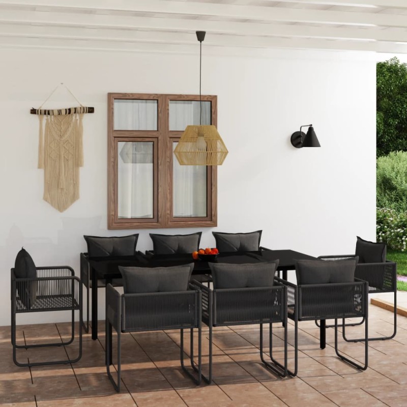 vidaXL 9-tlg. Garten-Essgruppe Schwarz vidaXL 9-tlg. Garten-Essgruppe Schwarz