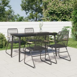 vidaXL 5-tlg. Garten-Essgruppe Schwarz PVC Rattan