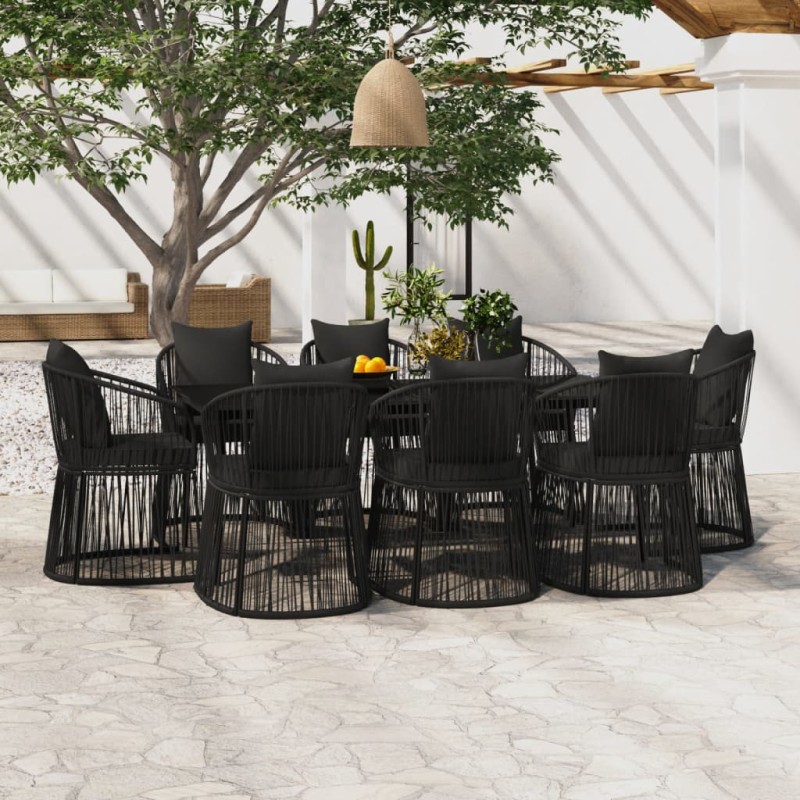 vidaXL 9-tlg. Garten-Essgruppe mit Kissen Schwarz vidaXL 9-tlg. Garten-Essgruppe mit Kissen Schwarz