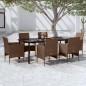 vidaXL 7-tlg. Garten-Essgruppe mit Kissen Braun und Schwarz vidaXL 7-tlg. Garten-Essgruppe mit Kissen Braun und Schwarz