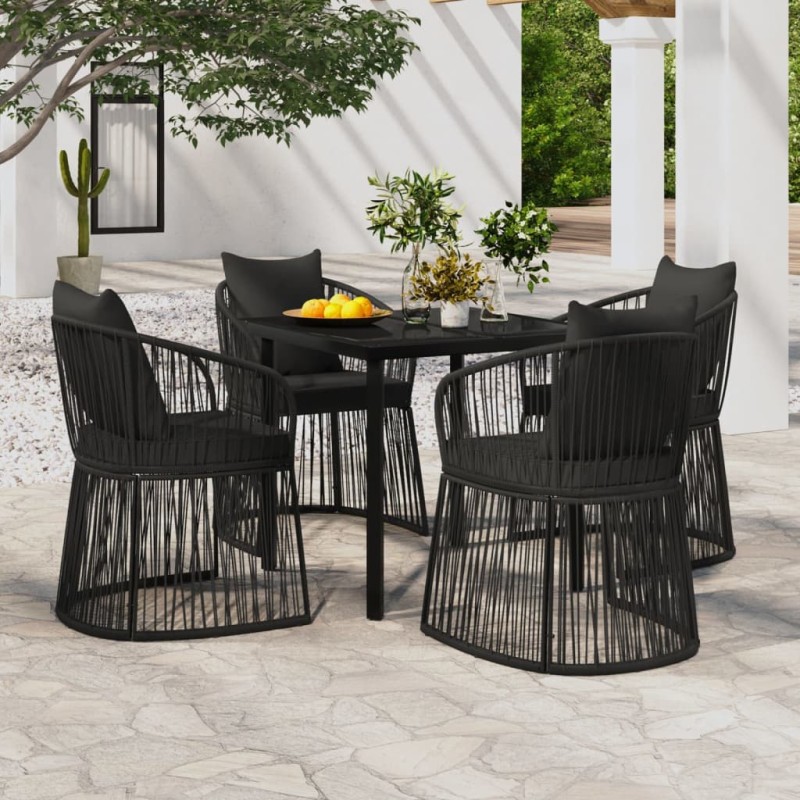 vidaXL 5-tlg. Garten-Essgruppe mit Kissen Schwarz vidaXL 5-tlg. Garten-Essgruppe mit Kissen Schwarz