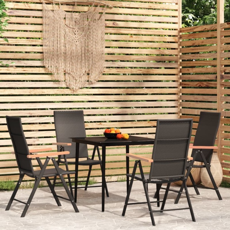 vidaXL 5-tlg. Garten-Essgruppe Schwarz vidaXL 5-tlg. Garten-Essgruppe Schwarz
