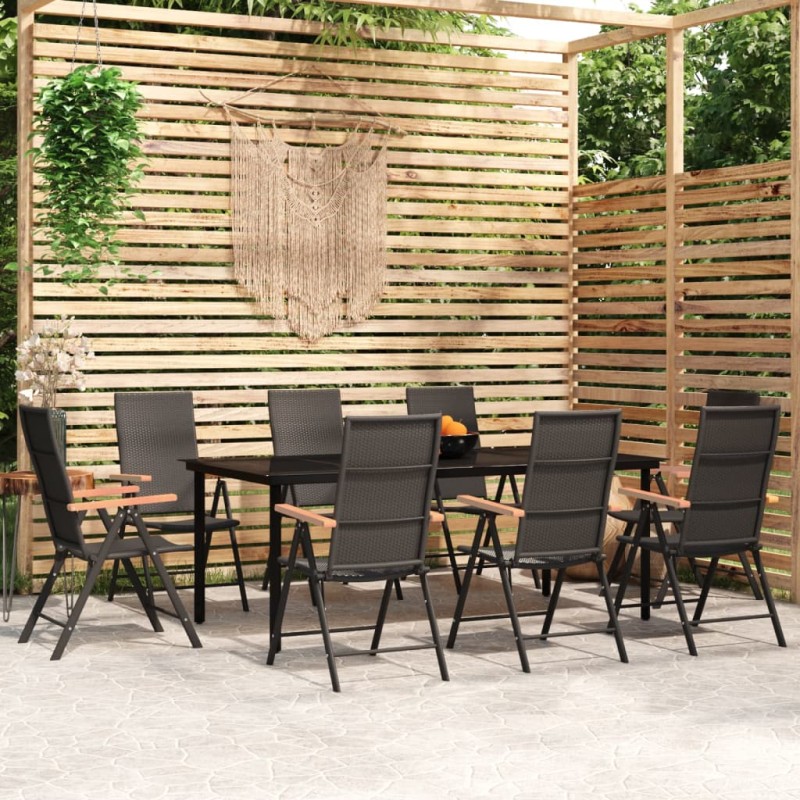 vidaXL 9-tlg. Garten-Essgruppe Schwarz vidaXL 9-tlg. Garten-Essgruppe Schwarz