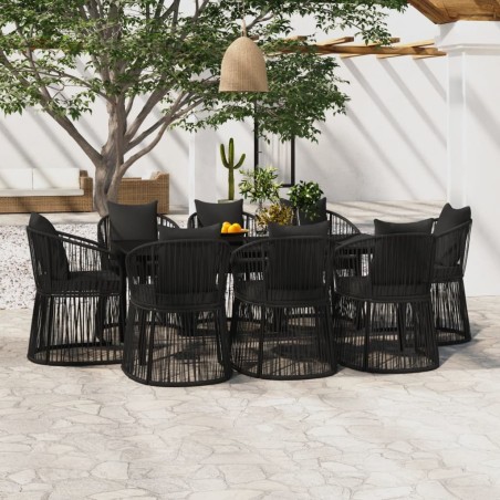 vidaXL 9-tlg. Garten-Essgruppe mit Kissen Schwarz