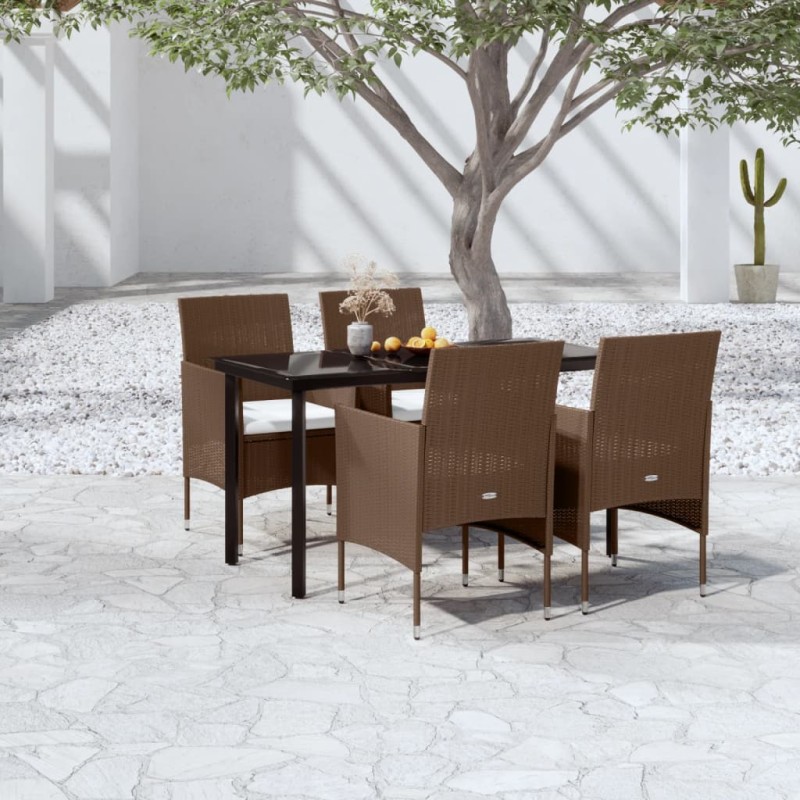 vidaXL 5-tlg. Garten-Essgruppe mit Kissen Braun und Schwarz vidaXL 5-tlg. Garten-Essgruppe mit Kissen Braun und Schwarz