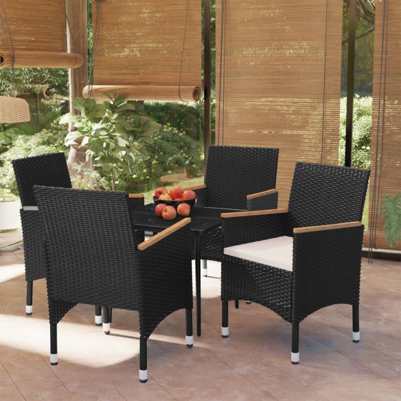 vidaXL 5-tlg. Garten-Essgruppe mit Kissen Schwarz vidaXL 5-tlg. Garten-Essgruppe mit Kissen Schwarz